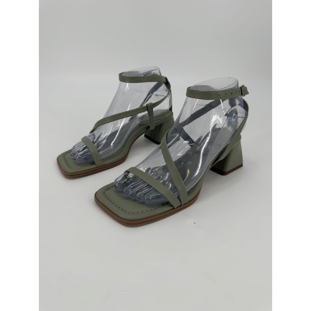 ASOS DESIGN Sage Green Square Toe Block Heel Strappy Sandals US 5